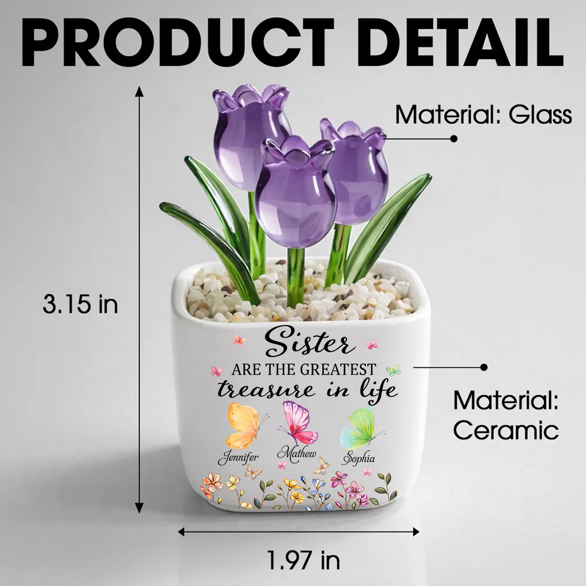 Sisters Are Different Flowers - Personalized Custom Glass Everlasting Tulips