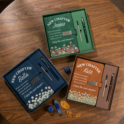New Chapter Self-Love Journal - Personalized Leather Notebook Set