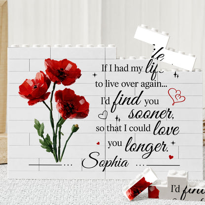 Personalized Birth Flower Initial, Gift for Mom Mothers Day, Custom Birth Month Brick Flowers Birthday Gift