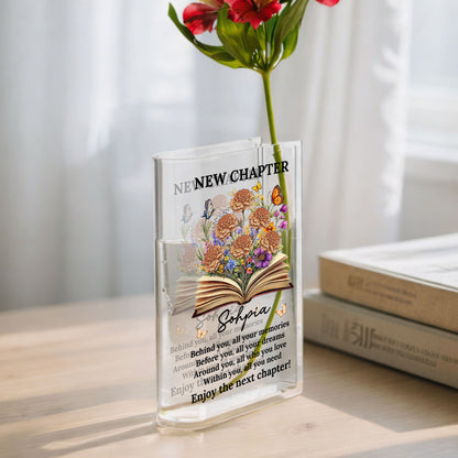 New Chapter Birth Month Flower - Personalized Acrylic Book Vase