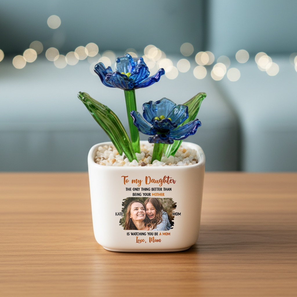 Watching Daughter Be A Mom - Personalized Custom Glass Everlasting Flowers