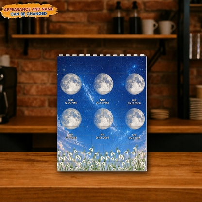 Personalized Moon Phase Building Block - Personalized Rectangle Building Brick