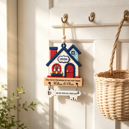 New Home Christmas Wooden Ornament With Tag - Personalized Gifts
