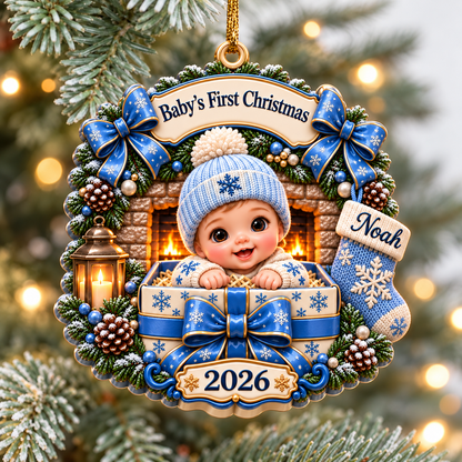 Baby 2026 Wreath Gifts for New Mom New Dad Newborn - Real 3D Relief Ornament
