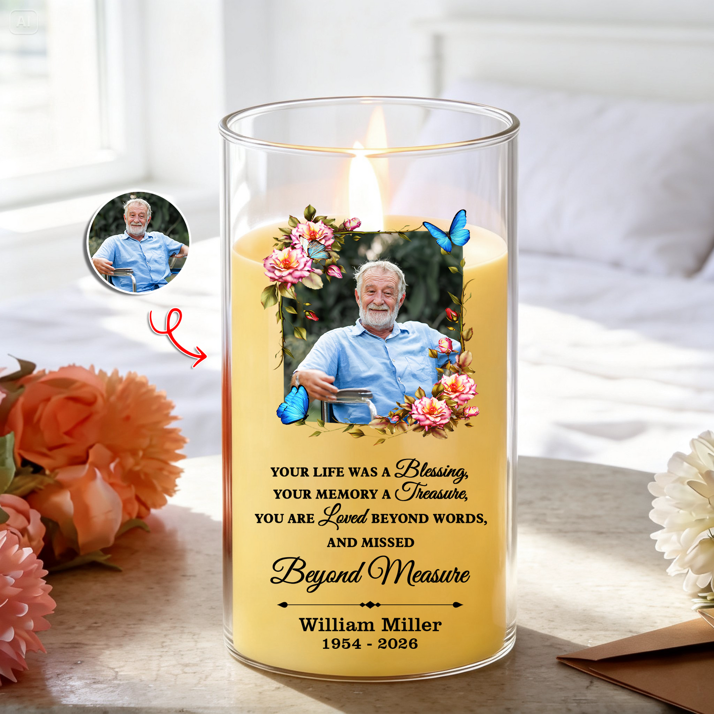 Light Up The World Long After Have Gone Memorial Candle - Personalized Flameless LED Candle