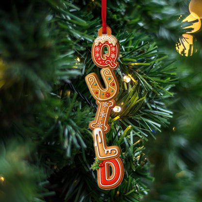 Cookies Christmas Alphabet Custom Family - Custom Shaped 2 Layered Wood Christmas Ornament