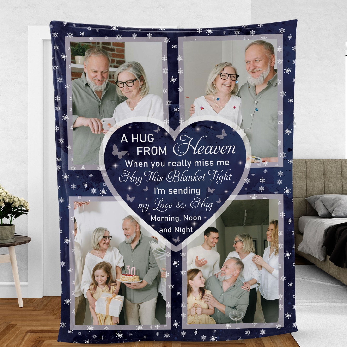 Hugs From Heaven Cardinals Snow - Memorial Personalized Custom Blanket - Sympathy Gift
