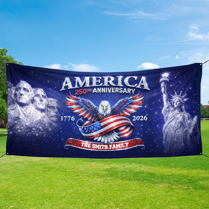 Personalized America 250th Anniversary Banner - Patriotic 2026 Outdoor Decor - Custom Door Banner