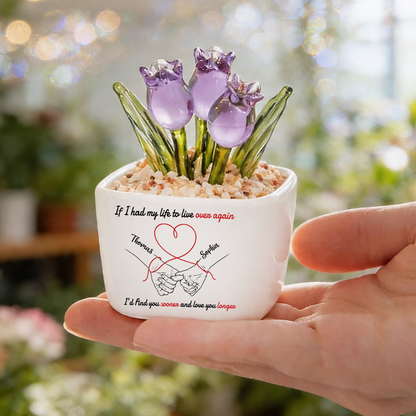 If I Had My Life To Live Over Again Couple Hands - Personalized Custom Glass Everlasting Tulips