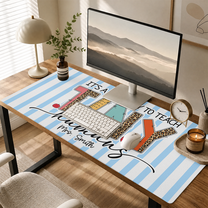 Teacher Desk Mat Teach Tiny Humans - Personalized Leather Desk Mat