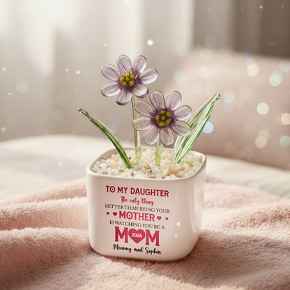 Floral To My Daughter - Personalized Custom Glass Everlasting Flowers