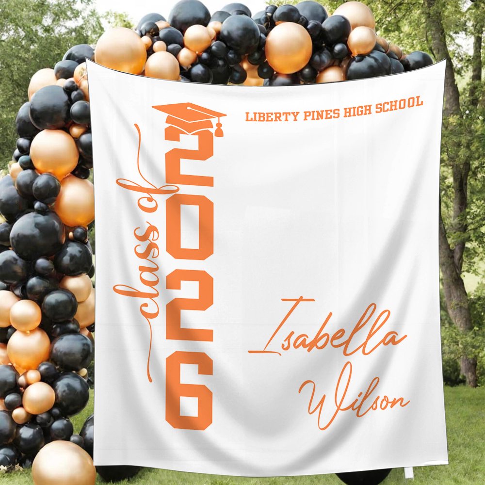 Classic Grad Party Style Graduation Decor - Personalized Congrats Graduation Backdrop
