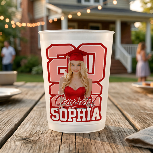 Class Of 2026 Glitter Congrats Grad Custom Photo - Personalized Graduation Cups