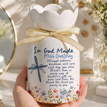 Personalized Teacher Gift - Custom Teacher Appreciation End of Year - Personalized Custom Ribbon Tie Flower Vase
