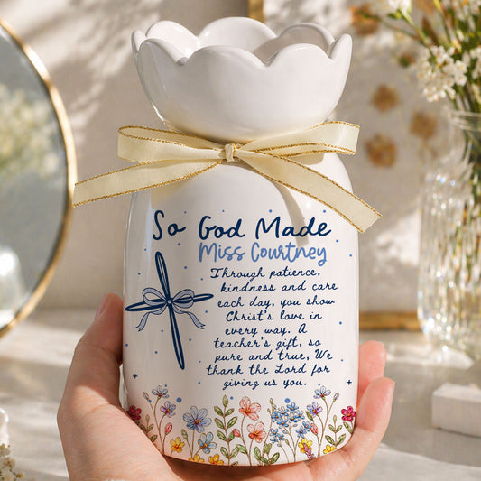 Personalized Teacher Gift - Custom Teacher Appreciation End of Year - Personalized Custom Ribbon Tie Flower Vase