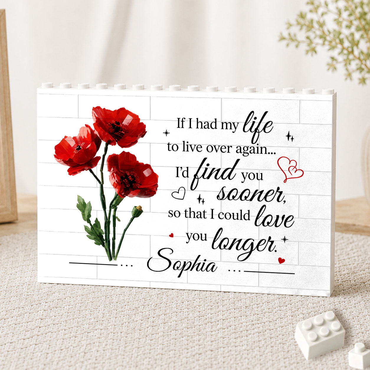 Personalized Birth Flower Initial, Gift for Mom Mothers Day, Custom Birth Month Brick Flowers Birthday Gift