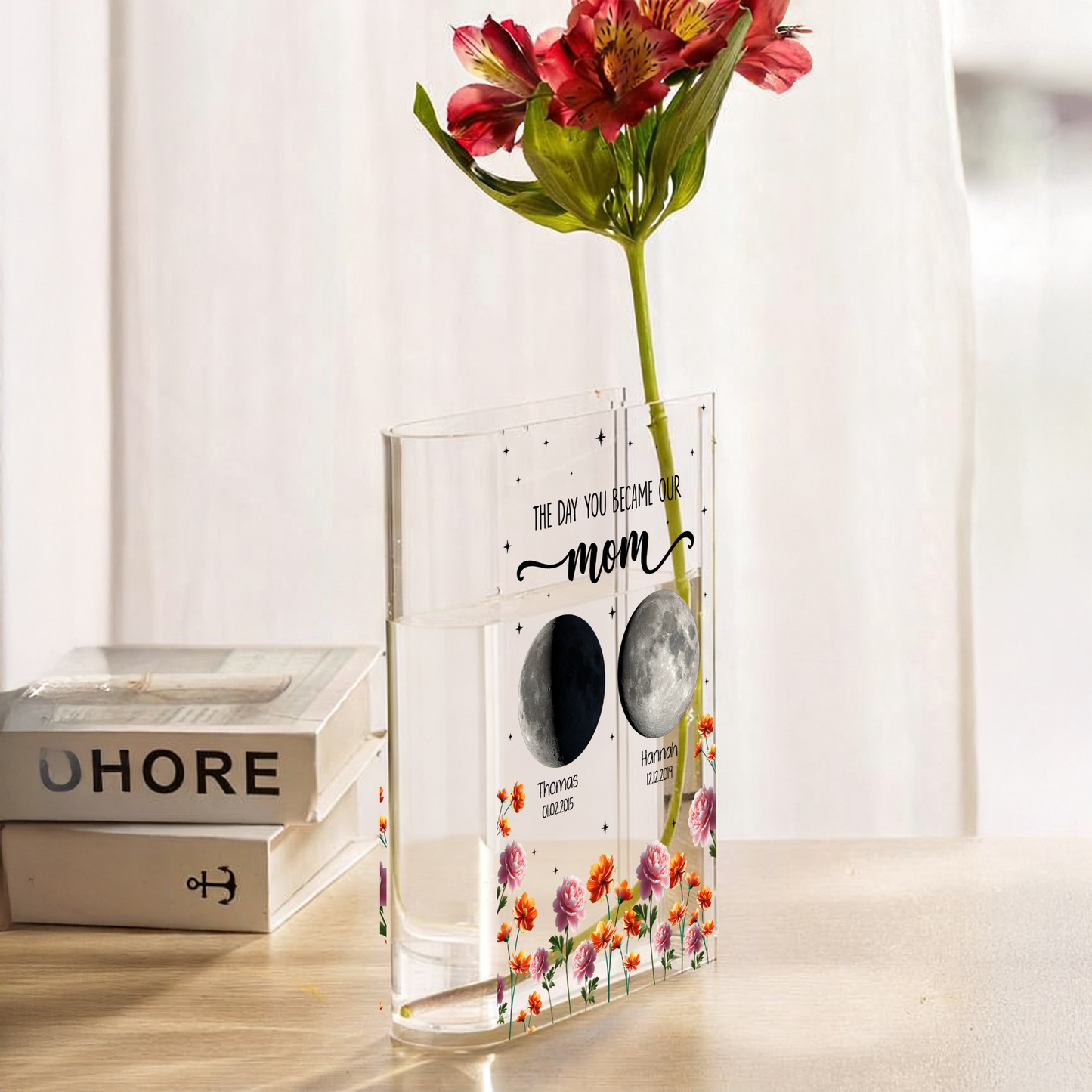 The Day You Became Our Mom - Personalized Acrylic Book Vase