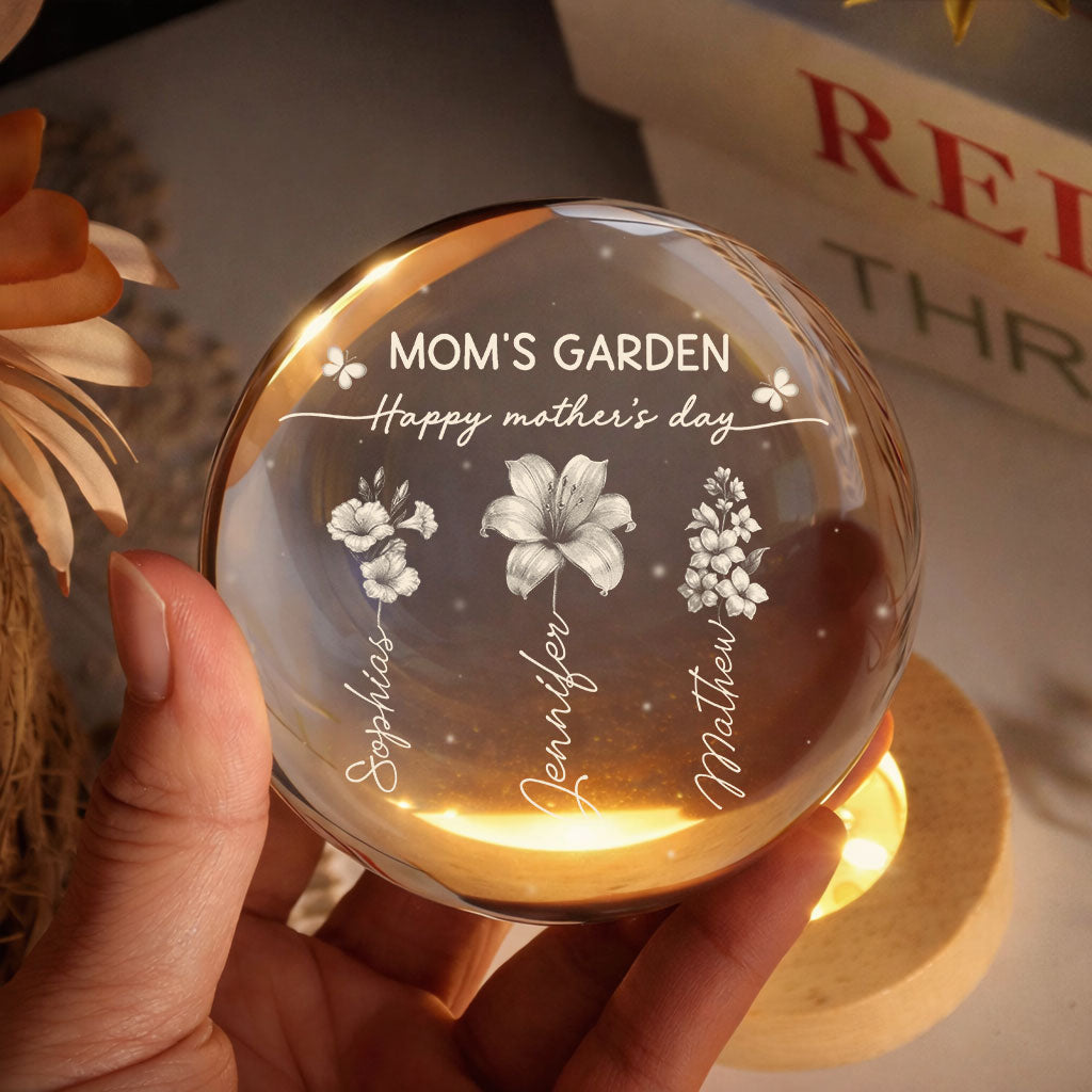 Mom's Nana's Garden - Personalized Crystal Globe Lamp