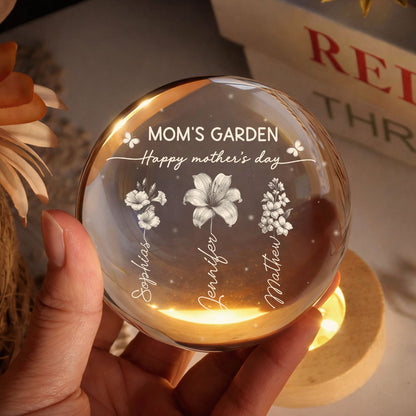 Mom's Nana's Garden - Personalized Crystal Globe Lamp