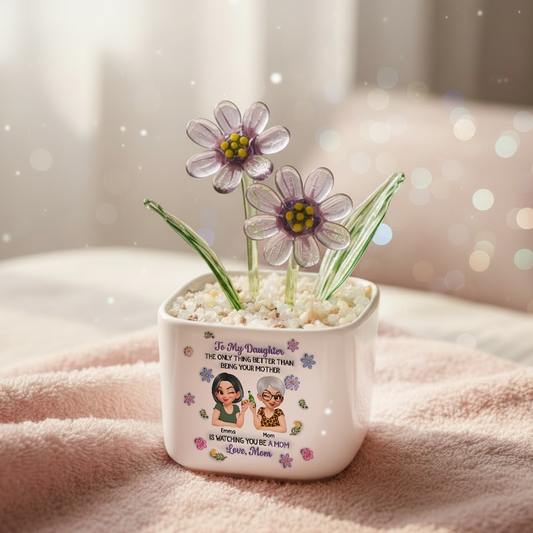 Linked Together Cartoon - Personalized Custom Glass Everlasting Flowers