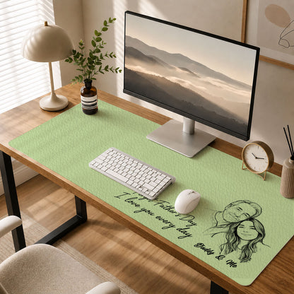 Best Dad Ever Cutsom Photo Line - Personalized Leather Desk Mat