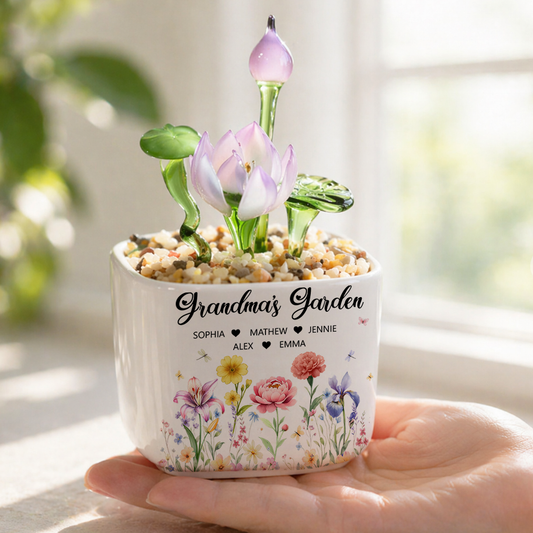 Grandma's Garden Floral - Personalized Custom Glass Everlasting Flowers