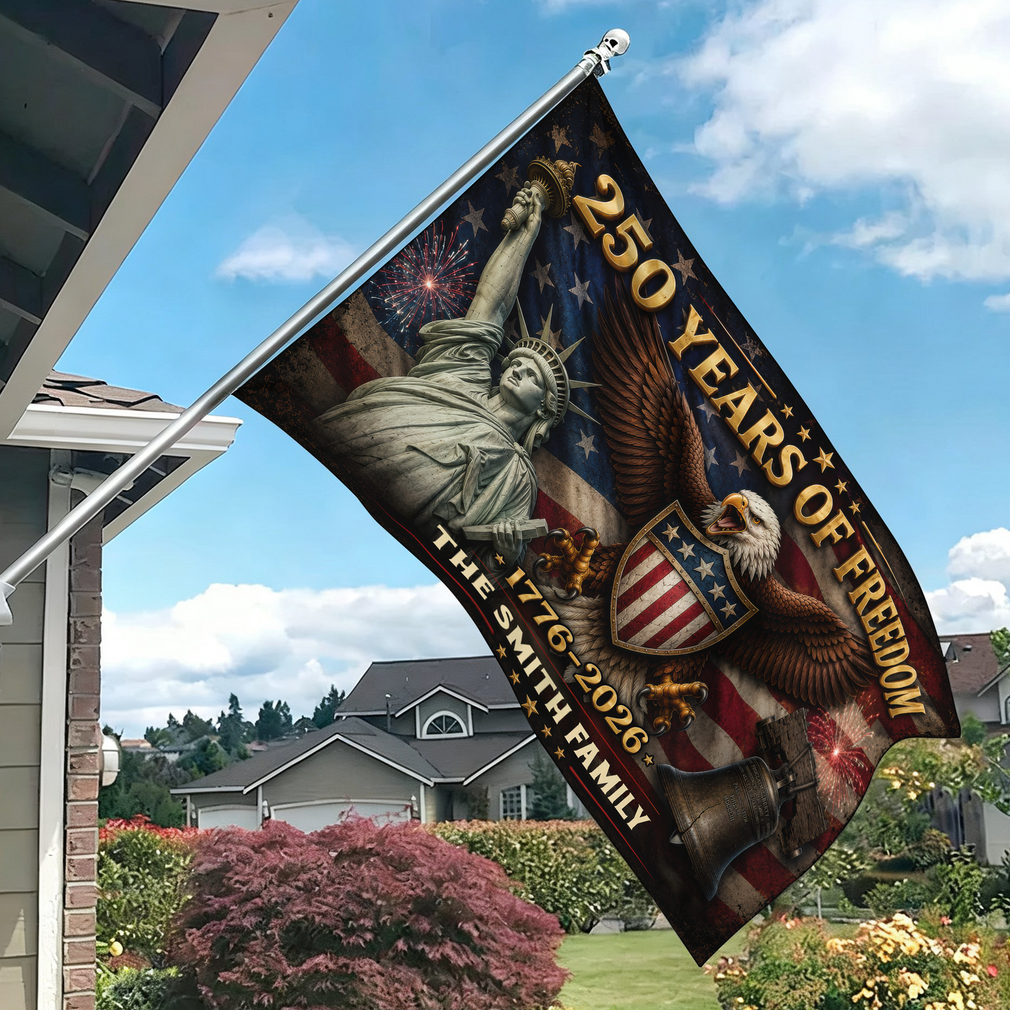 250 Years Of Freedom Flag - Semiquincentennial Eagle Flag - Personalized House Flag