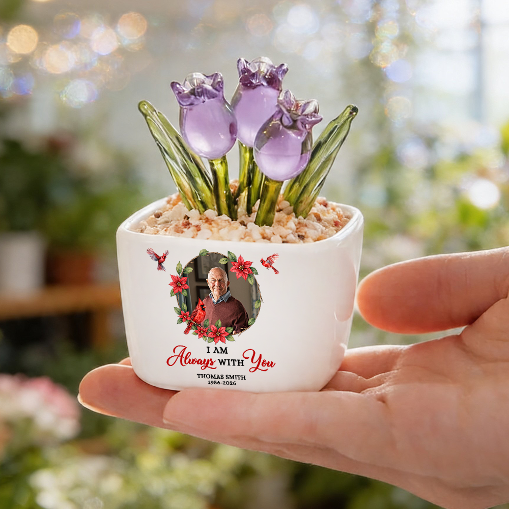 I Am Always With You Cardinal - Personalized Custom Glass Everlasting Tulips