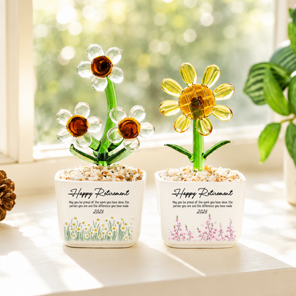 Happy Retirement Be Proud Of The Work - Personalized Custom Glass Everlasting Flowers
