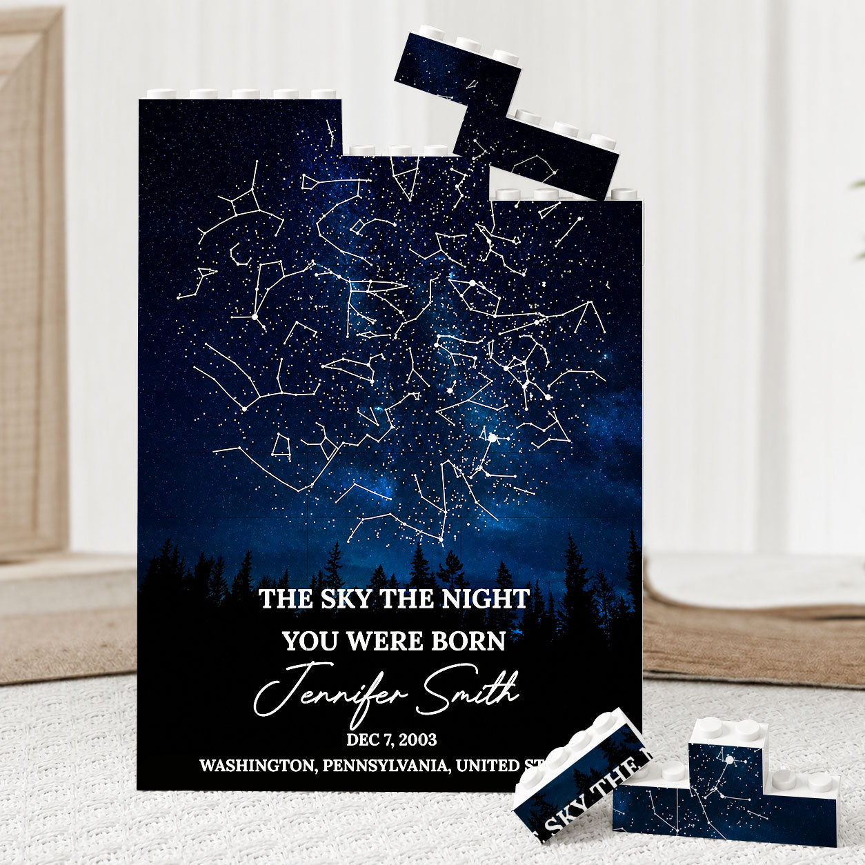 The Stars on the Night You Were Born Custom Star Map Building Block - Valentine Gift for Couple - Anniversary Gift