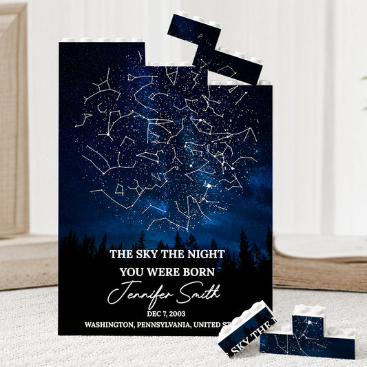 The Stars on the Night You Were Born Custom Star Map Building Block - Valentine Gift for Couple - Anniversary Gift