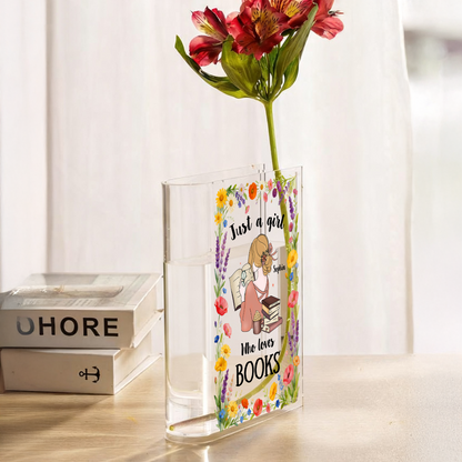 Just A Girl Who Loves Book - Personalized Acrylic Book Vase