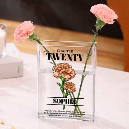 New Chapter Stain Glass Birth Month Flower - Personalized Acrylic Book Vase