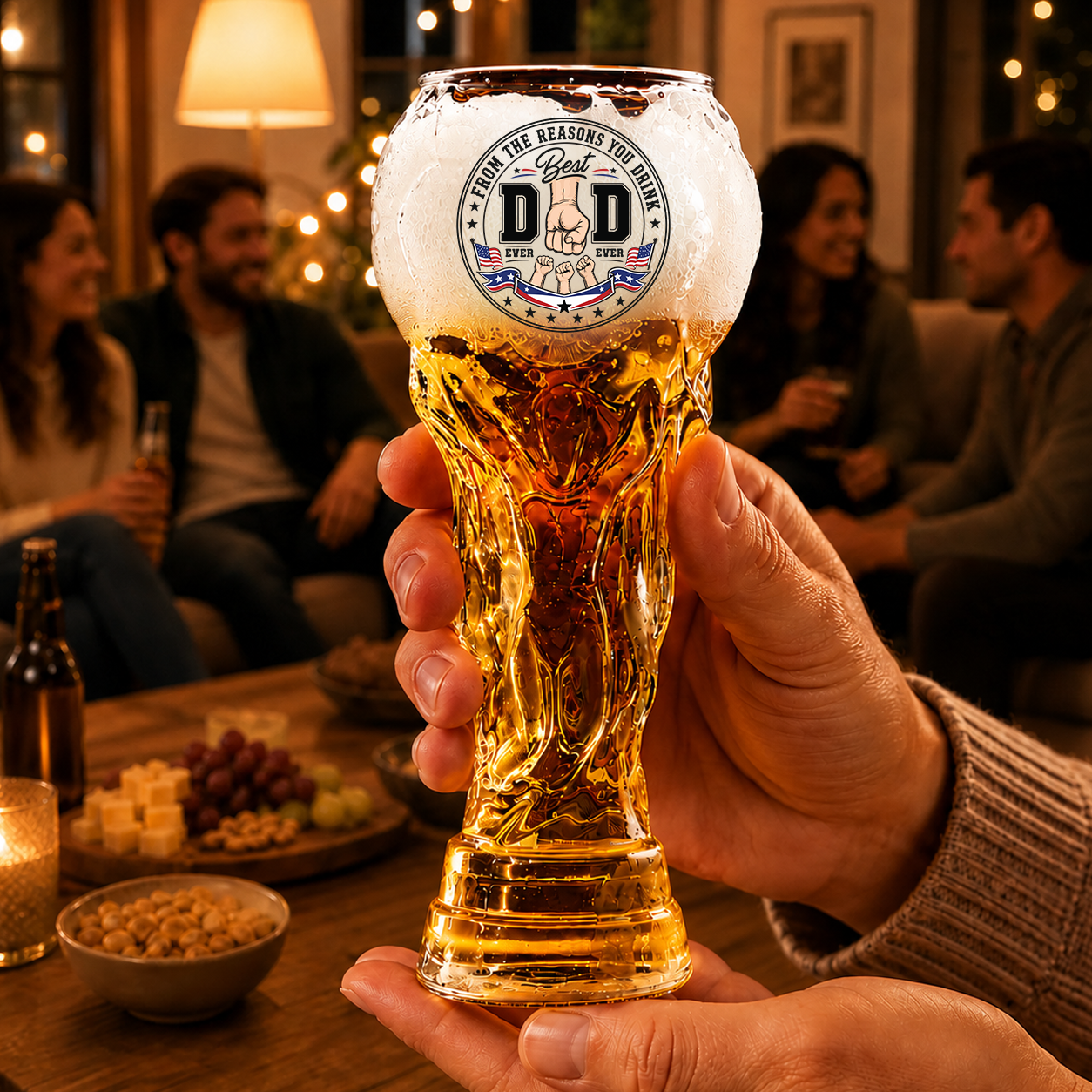 Best Dad Ever Ever From The Reasons You Drink Personalized Trophy Beer Glass - Match Day Beer Glass, Birthday Gift for Him, Gift for Dad