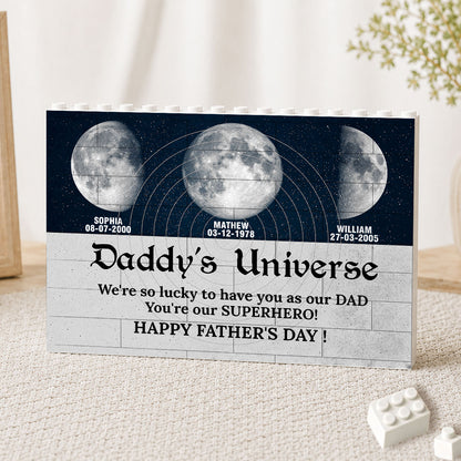 Daddy's Universe Moon Phases Father's Day Gift - Personalized Building Blocks