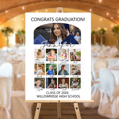 K-12 Graduation Photo Collage - Personalized Graduation Welcome Sign - Custom Photo Welcome Sign