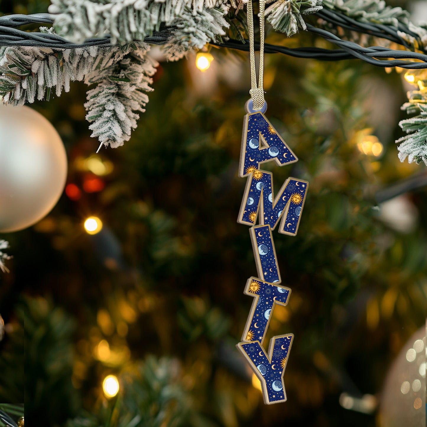 Custom Moon And Sun Letter - Custom Shaped 2 Layered Wood Christmas Ornament