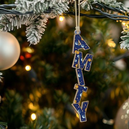 Custom Moon And Sun Letter - Custom Shaped 2 Layered Wood Christmas Ornament