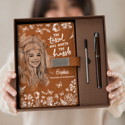 Tassel Worth The Hassle - Personalized Leather Notebook Set