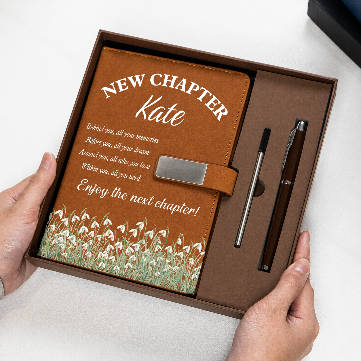 New Chapter Self-Love Journal - Personalized Leather Notebook Set