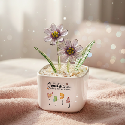Grandma Heart Flowers - Personalized Custom Glass Everlasting Flowers