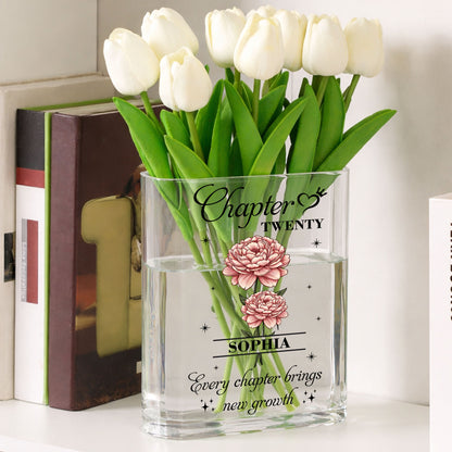Birth Month Flower Every Chapter Brings New Growth - Personalized Acrylic Book Vase