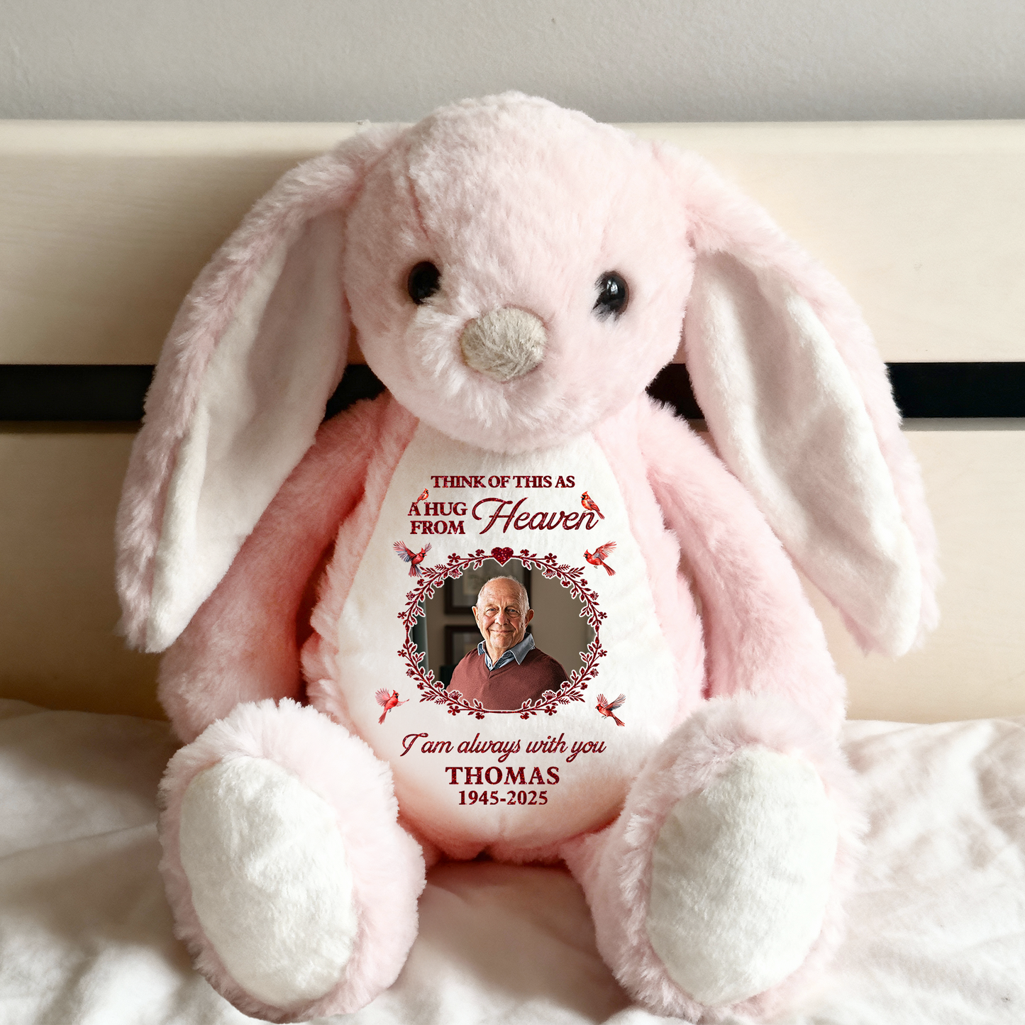 Think Of Me A Hug From Heaven - Plush Stuffed Bunny Rabbit for Easter Christmas Birthday