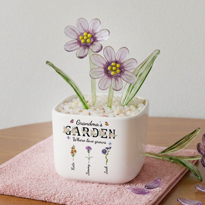 Grandmas Garden Flowers - Personalized Custom Glass Everlasting Flowers