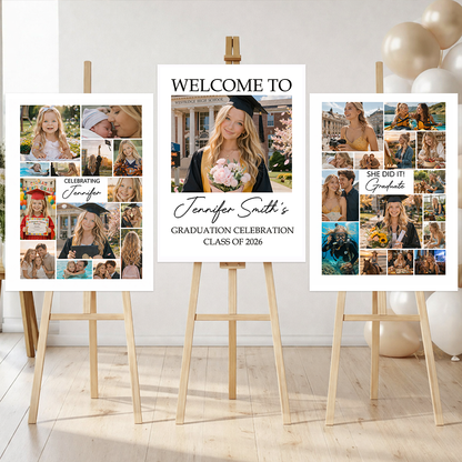 Graduation Combo 3 - Personalized Graduation Welcome Sign - Custom Photo Welcome Sign