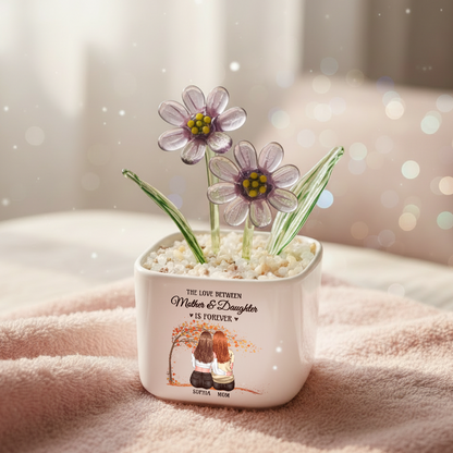 The Love Between Mother & Daughters Is Forever - Personalized Custom Glass Everlasting Flowers