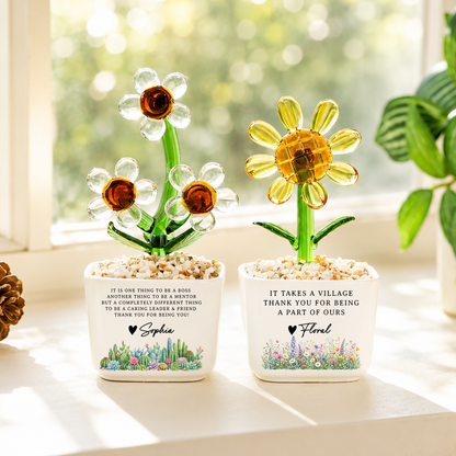 A Village Thank You Gift For Teacher - Personalized Custom Glass Everlasting Flowers