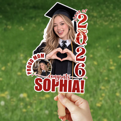 Personalized Graduation Face Fans With Wooden Handle - Fans Faces Class Of 2026