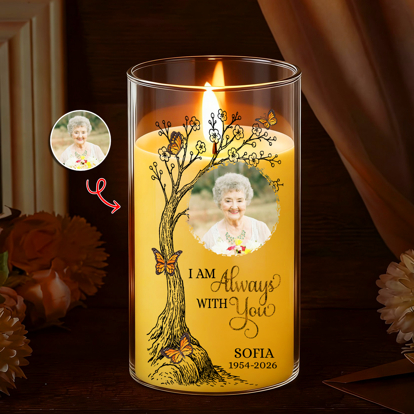 I Am Always With You Memorial Photo - Personalized Flameless LED Candle