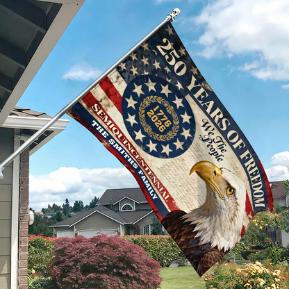 250 Years of Freedom American Flag - Semiquincentennial Eagle Flag - Personalized House Flag